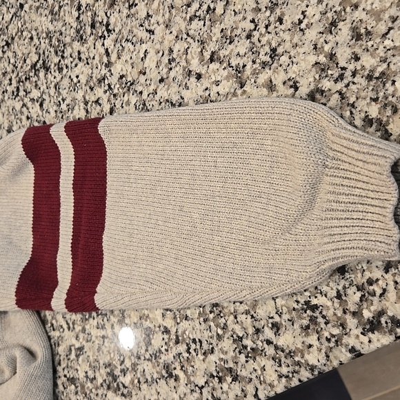 PACSUN X FORD HEATHERED GREY STRIPED CREW NECK SWEATER. SIZE LARGE. - Picture 6 of 9